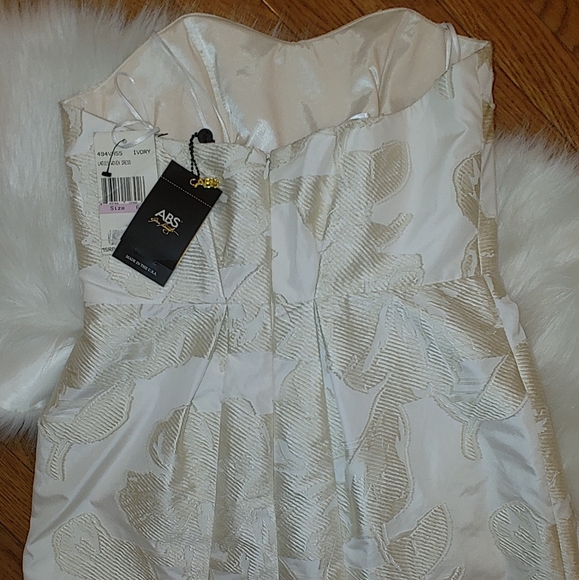 ABS STRAPLESS JEWELED BROCADE DRESS 6 - Picture 7 of 14